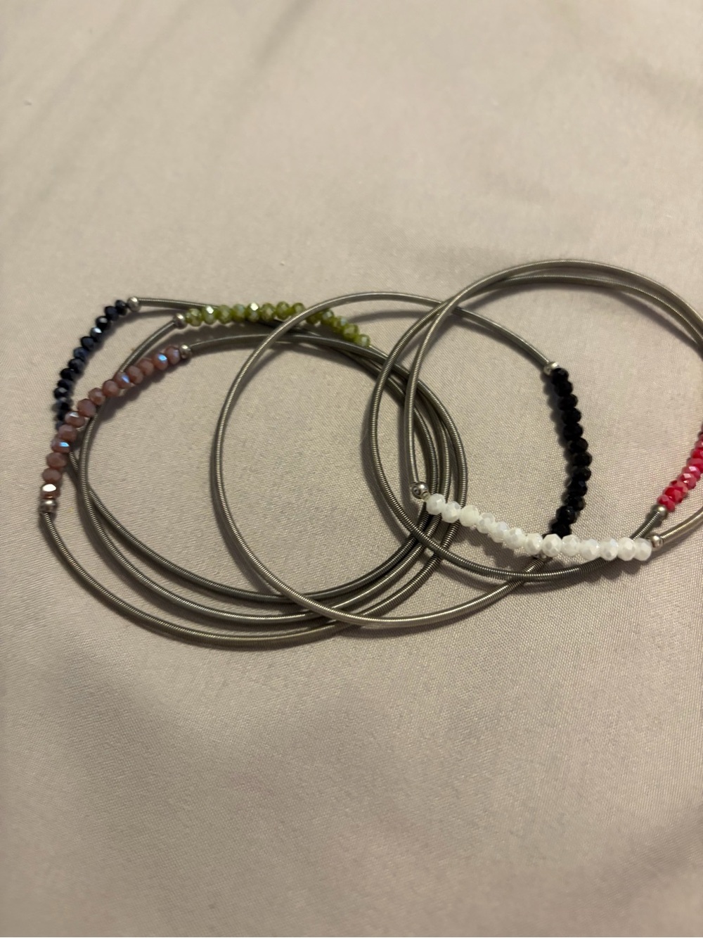Multi-Color Beaded Stackable Wire Bracelets